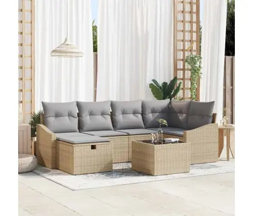 Sodo Sofų Rinkinys 7 Pcs Smėlio 55 X 62 X 69 Cm Poli Ratanas Sodo Sofų Rinkinys 7 Pcs Smėlio 55 X 62 X 69 Cm Poli Ratanas