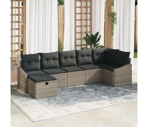 Dārza Dīvānu Komplekts Ar Spilvenu 7 Pcs Pelēka 55 X 62 X 69 Cm Vidaxl