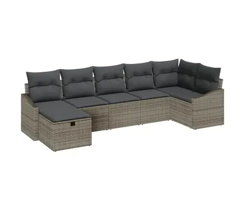 Dārza Dīvānu Komplekts Ar Spilvenu 7 Pcs Pelēka 55 X 62 X 69 Cm Vidaxl