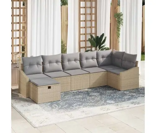 Dārza Dīvānu Komplekts Ar Spilvenu 7 Pcs Bēša 55 X 62 X 69 Cm Vidaxl