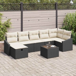 Dārza Dīvānu Komplekts Ar Spilvenu 8 Pcs Melna 55 X 62 X 69 Cm Vidaxl