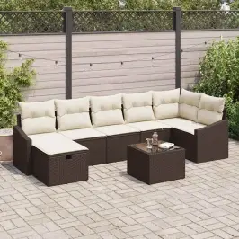 Dārza Dīvānu Komplekts Ar Spilvenu 8 Pcs Brūna 55 X 62 X 69 Cm Vidaxl