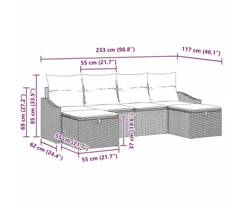 Sofos Komplektas Su Pagalve 6 Pcs Poliratanas