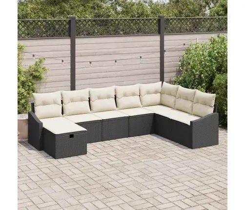 Sodo Sofų Rinkinys 8 Pcs Juoda 55 X 62 X 69 Cm Poli Ratanas