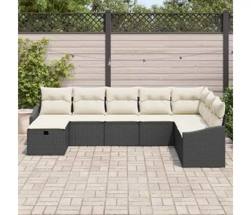 Sodo Sofų Rinkinys 8 Pcs Juoda 55 X 62 X 69 Cm Poli Ratanas
