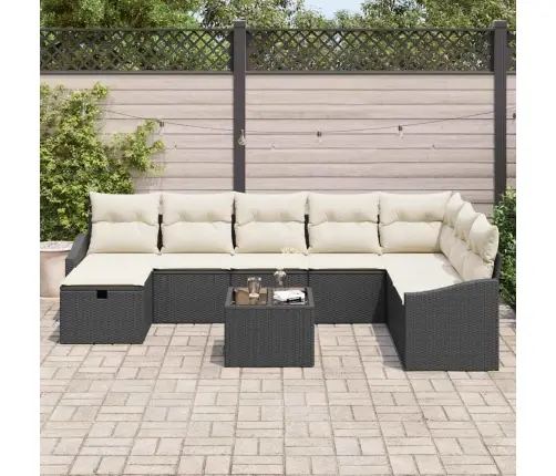 Aia Diivanikomplekt 9 Pcs Must 55 X 62 X 69 Cm Polürooster