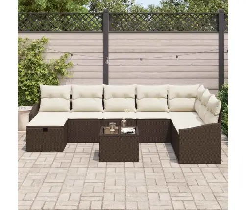 Sodo Sofų Rinkinys 9 Pcs Ruda 55 X 62 X 69 Cm Poli Ratanas