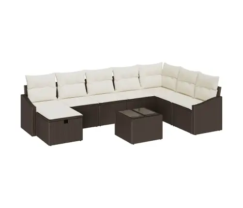 Sodo Sofų Rinkinys 9 Pcs Ruda 55 X 62 X 69 Cm Poli Ratanas