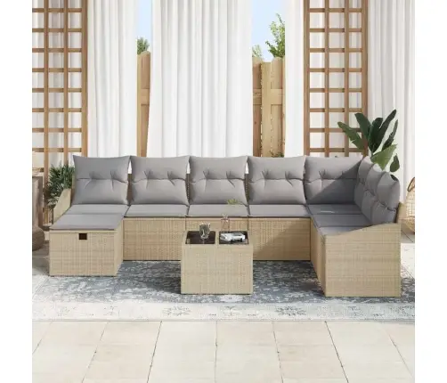 Dārza Dīvānu Komplekts Ar Spilvenu 9 Pcs Bēša 55 X 62 X 69 Cm Vidaxl