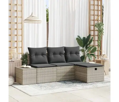 4 Gabalu Dārza Dīvānu Komplekts Ar Spilveniem Gaiši Pelēkā Poliratonā Vidaxl 4 Gabalu Dārza Dīvānu Komplekts Ar Spilveniem Gaiši Pelēkā Poliratonā Vidaxl