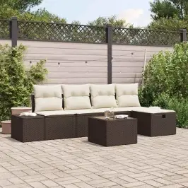 Sodo Sofų Rinkinys 6 Pcs Ruda 55 X 62 X 69 Cm Poli Ratanas