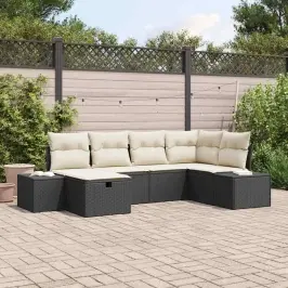 Dārza Dīvānu Komplekts Ar Spilvenu 6 Pcs Melna 55 X 62 X 69 Cm Vidaxl