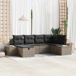 Dārza Dīvānu Komplekts Ar Spilvenu 6 Pcs Pelēka 55 X 62 X 69 Cm Vidaxl
