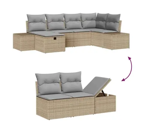 6 Daļu Dārza Dīvānu Komplekts Ar Spilveniem, Bēšs, Poli Rotangpalma Vidaxl 6 Daļu Dārza Dīvānu Komplekts Ar Spilveniem, Bēšs, Poli Rotangpalma Vidaxl