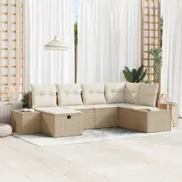 Dārza Dīvānu Komplekts Ar Spilvenu 6 Pcs Bēša 55 X 62 X 69 Cm Vidaxl