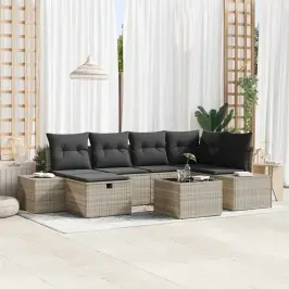 Sodo Sofų Rinkinys 7 Pcs Šviesiai Pilka 55 X 62 X 69 Cm