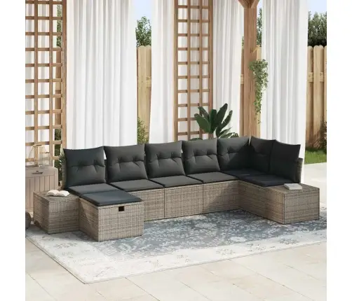 Dārza Dīvānu Komplekts Ar Spilvenu 7 Pcs Pelēka 55 X 62 X 69 Cm Vidaxl