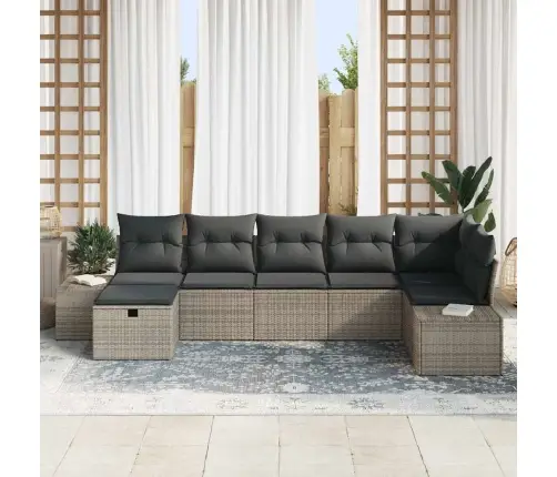 Dārza Dīvānu Komplekts Ar Spilvenu 7 Pcs Pelēka 55 X 62 X 69 Cm Vidaxl