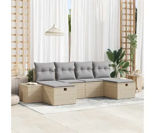 Aia Diivanikomplekt Padjaga Ladustamisega 6 Pcs Beež Polürotang