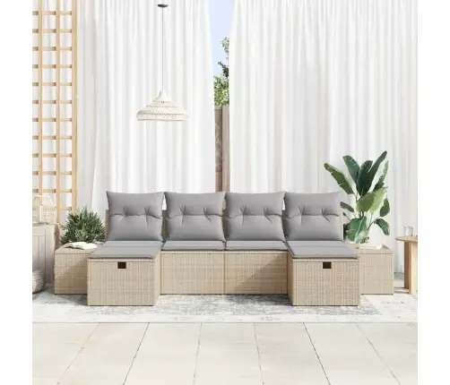 Aia Diivanikomplekt Padjaga Ladustamisega 6 Pcs Beež Polürotang