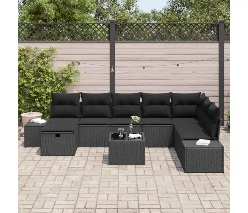 Dārza Dīvānu Komplekts 9 Pcs Melna Poliūtu Rotangpalma Vidaxl