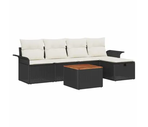 6 Daļu Dārza Dīvānu Komplekts Ar Spilveniem Melnā Poli Rotangpalmas Vidaxl