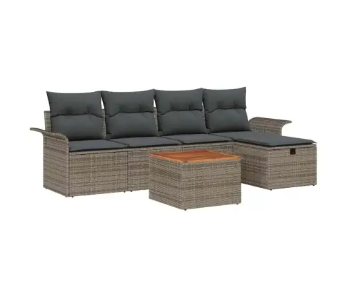 6 Daļu Dārza Dīvānu Komplekts Ar Spilveniem Pelēkā Poli Rotangpalma Vidaxl