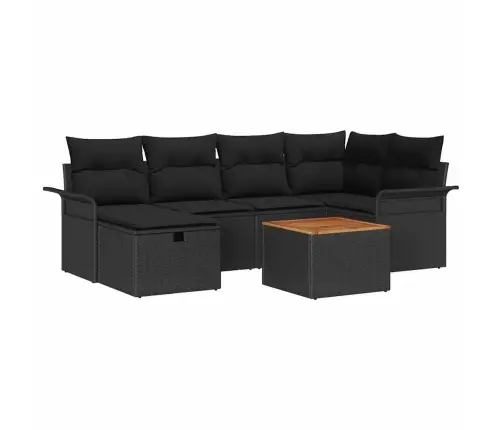 Dārza Dīvānu Komplekts 7 Pcs Melna Poliūtu Rotangpalma Vidaxl