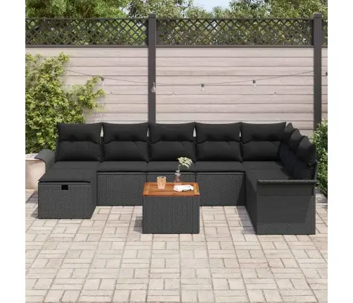 Dārza Dīvānu Komplekts 9 Pcs Melna Poliūtu Rotangpalma Vidaxl