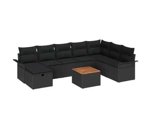 Dārza Dīvānu Komplekts 9 Pcs Melna Poliūtu Rotangpalma Vidaxl
