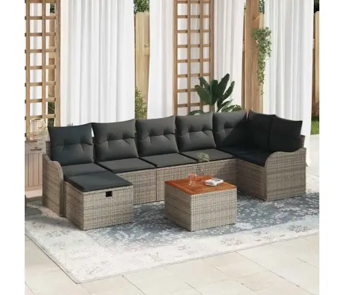 Dārza Dīvānu Komplekts 8 Pcs Pelēka Poliūtu Rotangpalma Vidaxl