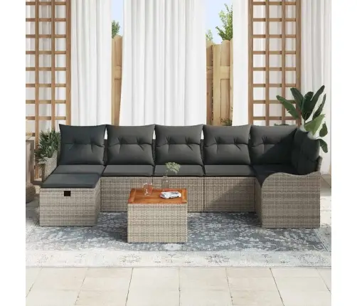 Dārza Dīvānu Komplekts 8 Pcs Pelēka Poliūtu Rotangpalma Vidaxl