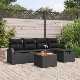 Aia Diivanikomplekt Padjaga 6 Pcs Must Polürooster