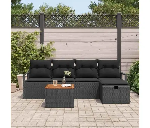 Dārza Dīvānu Komplekts 6 Pcs Melna Poliūtu Rotangpalma Vidaxl