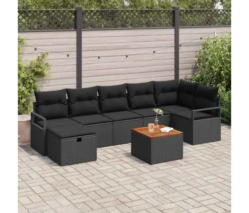 Dārza Dīvānu Komplekts 8 Pcs Melna Poliūtu Rotangpalma Vidaxl