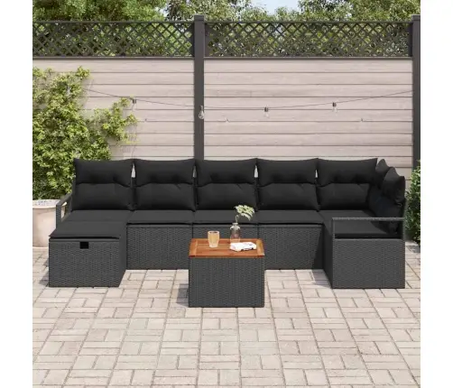 Dārza Dīvānu Komplekts 8 Pcs Melna Poliūtu Rotangpalma Vidaxl
