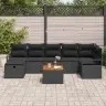 Dārza Dīvānu Komplekts 8 Pcs Melna Poliūtu Rotangpalma Vidaxl