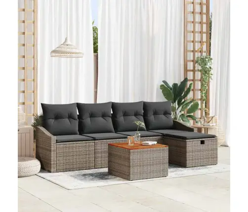 6 Daļu Dārza Dīvānu Komplekts Ar Spilveniem Pelēkā Poliratanā Vidaxl