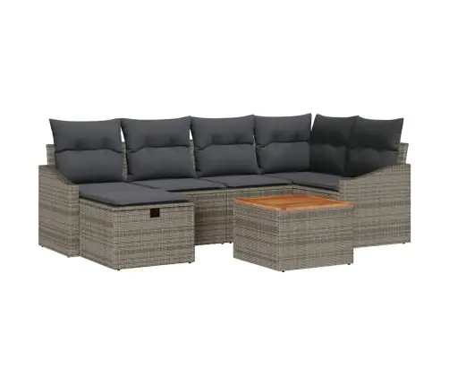 7 Gab. Dārza Dīvānu Komplekts Ar Spilveniem Pelēkā Poliratā Vidaxl