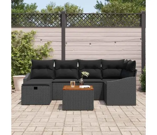 Dārza Dīvānu Komplekts 7 Pcs Melna Poliūtu Rotangpalma Vidaxl