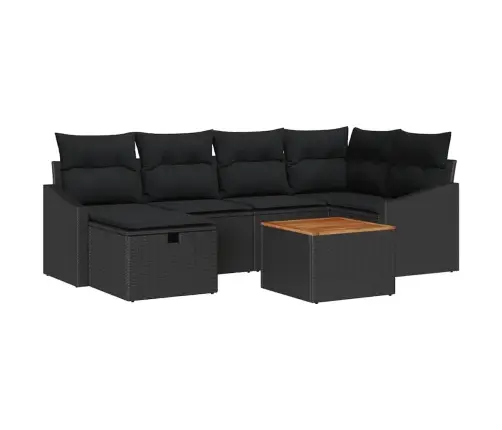 Dārza Dīvānu Komplekts 7 Pcs Melna Poliūtu Rotangpalma Vidaxl