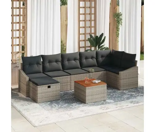 Dārza Dīvānu Komplekts 8 Pcs Pelēka Poliūtu Rotangpalma Vidaxl