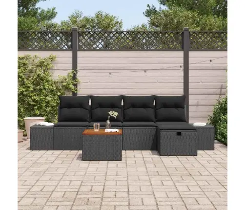 Dārza Dīvānu Komplekts 6 Pcs Melna Poliūtu Rotangpalma Vidaxl