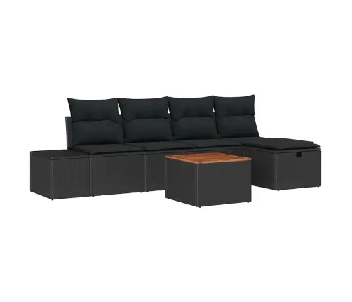 Dārza Dīvānu Komplekts 6 Pcs Melna Poliūtu Rotangpalma Vidaxl