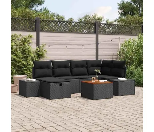 Dārza Dīvānu Komplekts 7 Pcs Melna Poliūtu Rotangpalma Vidaxl