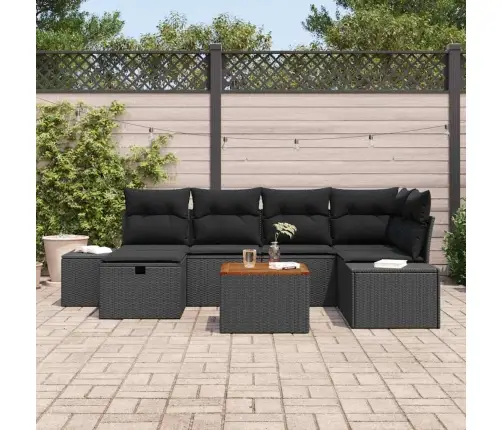Dārza Dīvānu Komplekts 7 Pcs Melna Poliūtu Rotangpalma Vidaxl