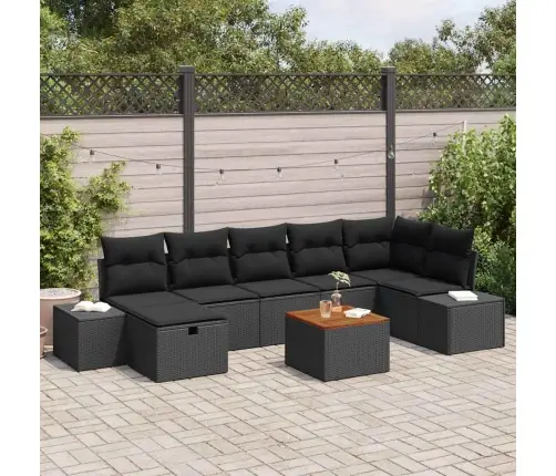 Dārza Dīvānu Komplekts 8 Pcs Melna Poliūtu Rotangpalma Vidaxl