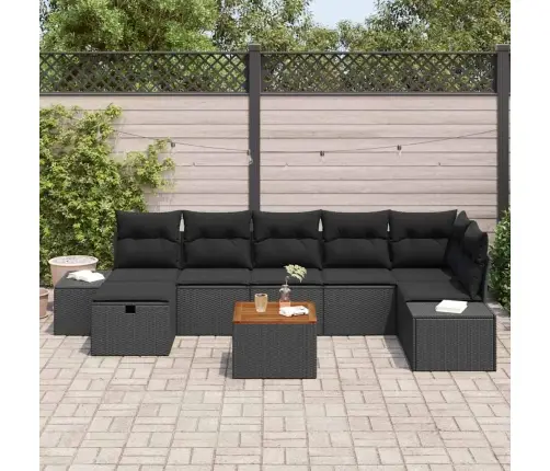 Dārza Dīvānu Komplekts 8 Pcs Melna Poliūtu Rotangpalma Vidaxl