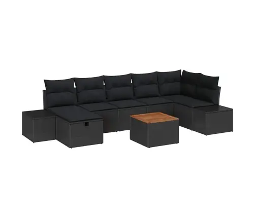 Dārza Dīvānu Komplekts 8 Pcs Melna Poliūtu Rotangpalma Vidaxl