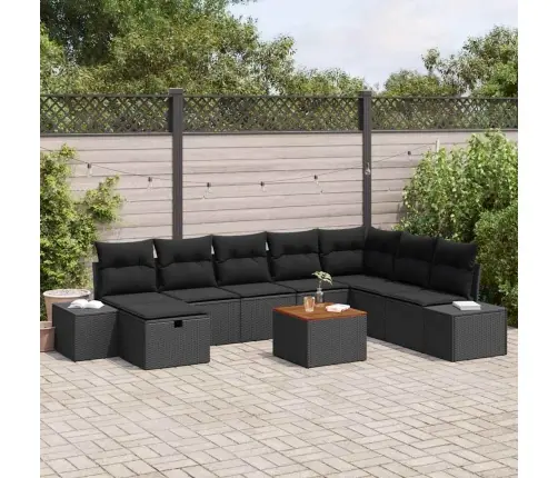 Dārza Dīvānu Komplekts 9 Pcs Melna Poliūtu Rotangpalma Vidaxl